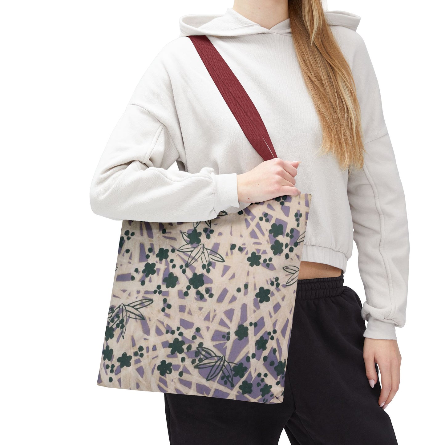 Meiji Era Bamboo & Flower Tote Bag | 1901 Zuan Hyakushu | Purple & Green Japanese Art