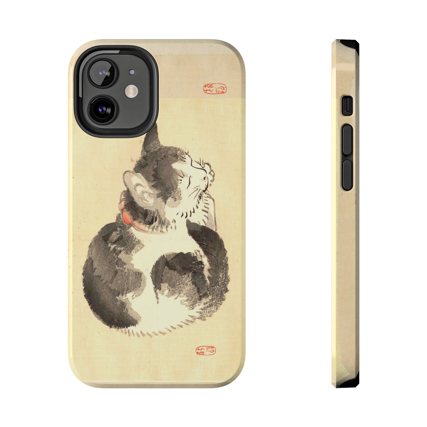 Sleeping Cat Japanese Art Phone Case | Meiji Era Bairei Kono Woodblock | Vintage Cat Illustration 1887