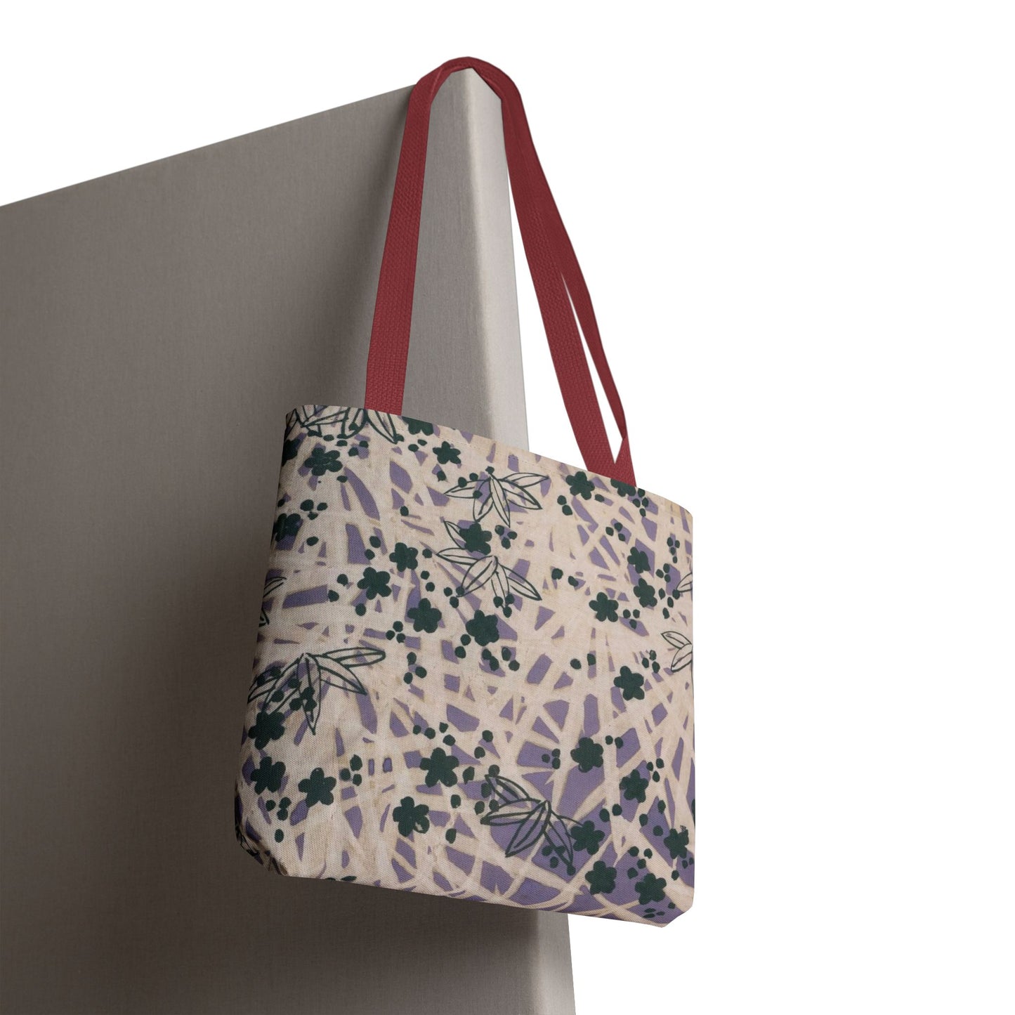 Meiji Era Bamboo & Flower Tote Bag | 1901 Zuan Hyakushu | Purple & Green Japanese Art