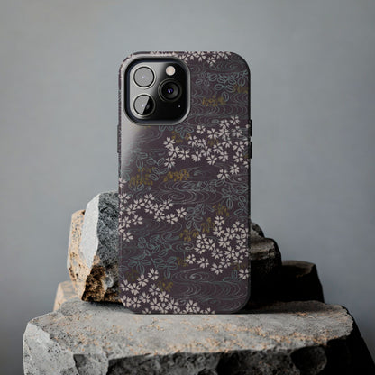 Meiji Era Sakura River Phone Case | 1901 Zuan Hyakushu | Wisteria Purple Japanese Art