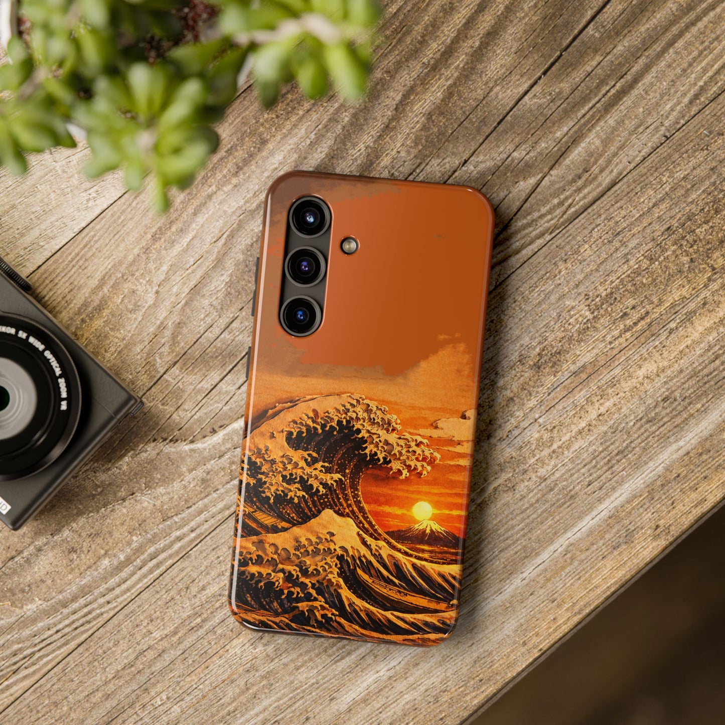 Japanese Great Wave Sunset Phone Case | Hokusai 3D Art Sunset Glow | Edo Era Masterpiece