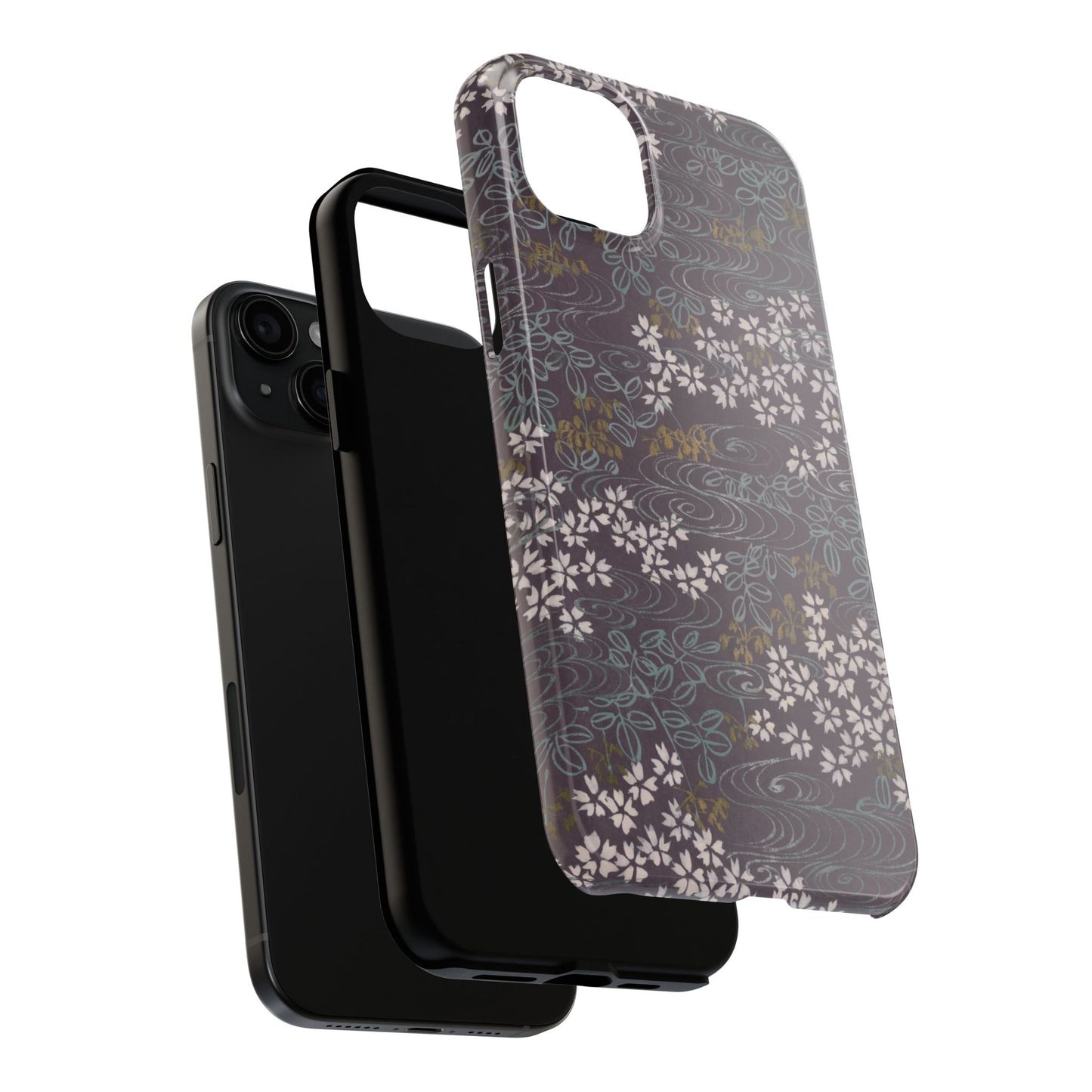 Meiji Era Sakura River Phone Case | 1901 Zuan Hyakushu | Wisteria Purple Japanese Art