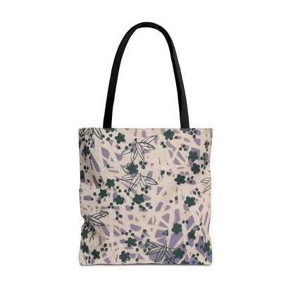 Meiji Era Bamboo & Flower Tote Bag | 1901 Zuan Hyakushu | Purple & Green Japanese Art