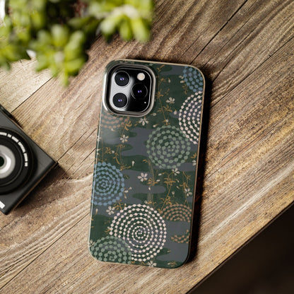 Meiji Era Uzumaki Spiral Phone Case | 1901 Zuan Hyakushu | Tokiwa Green Japanese Art