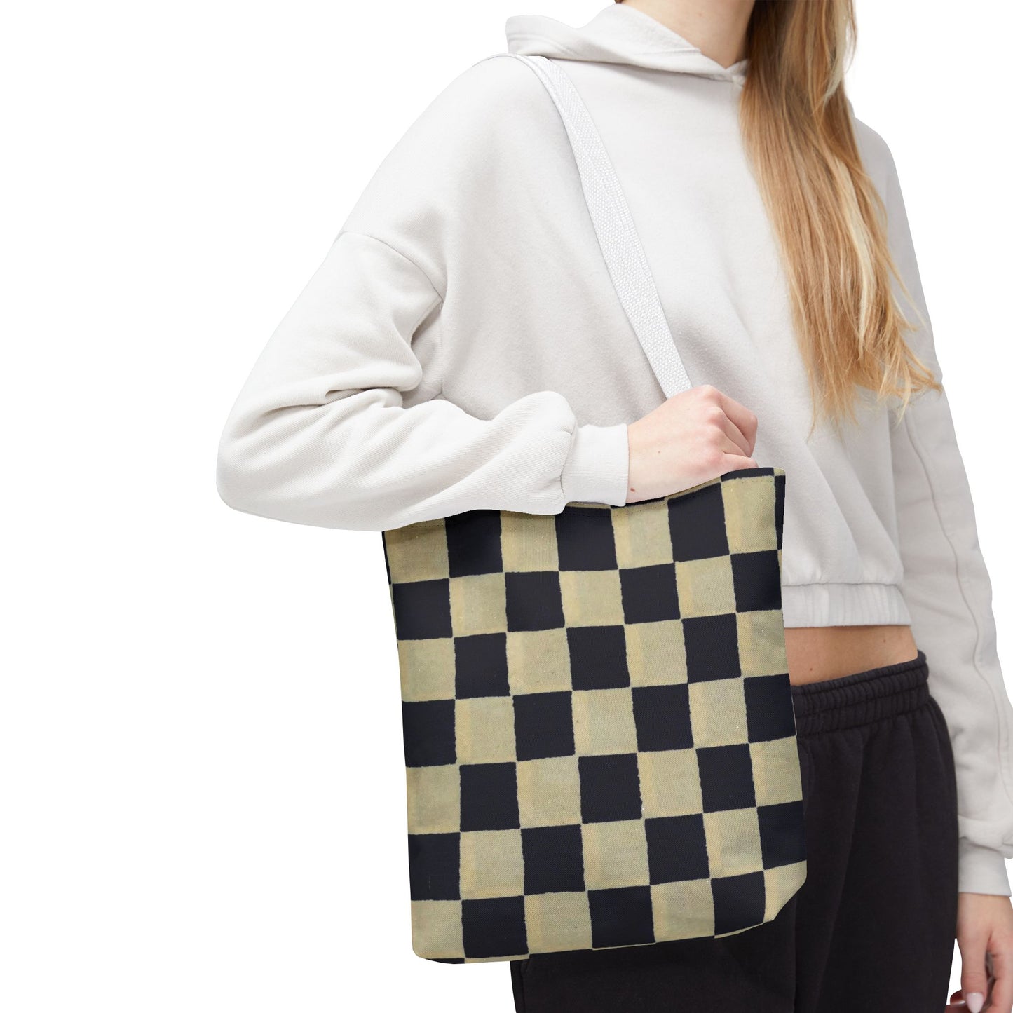 Black & White Ichimatsu Checkered Tote Bag – Japanese Traditional Pattern, Minimalist Everyday Bag
