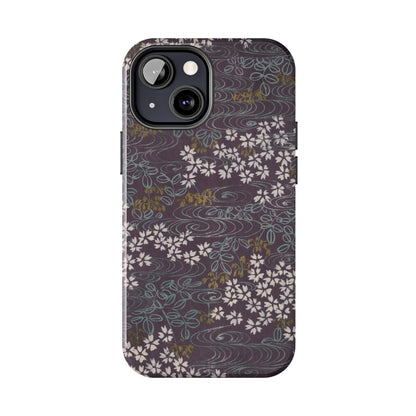 Meiji Era Sakura River Phone Case | 1901 Zuan Hyakushu | Wisteria Purple Japanese Art