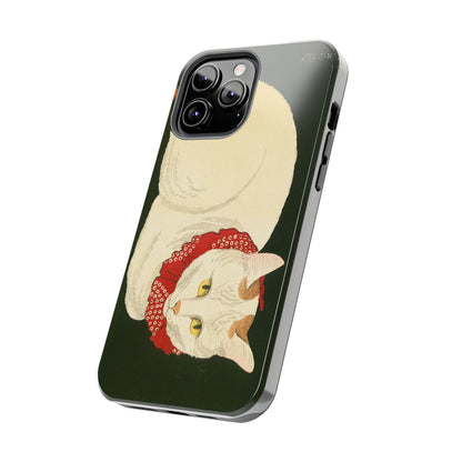 Taisho Era Lucky White Cat Phone Case | 1921 Japanese Woodblock Art | Zen Cat Design