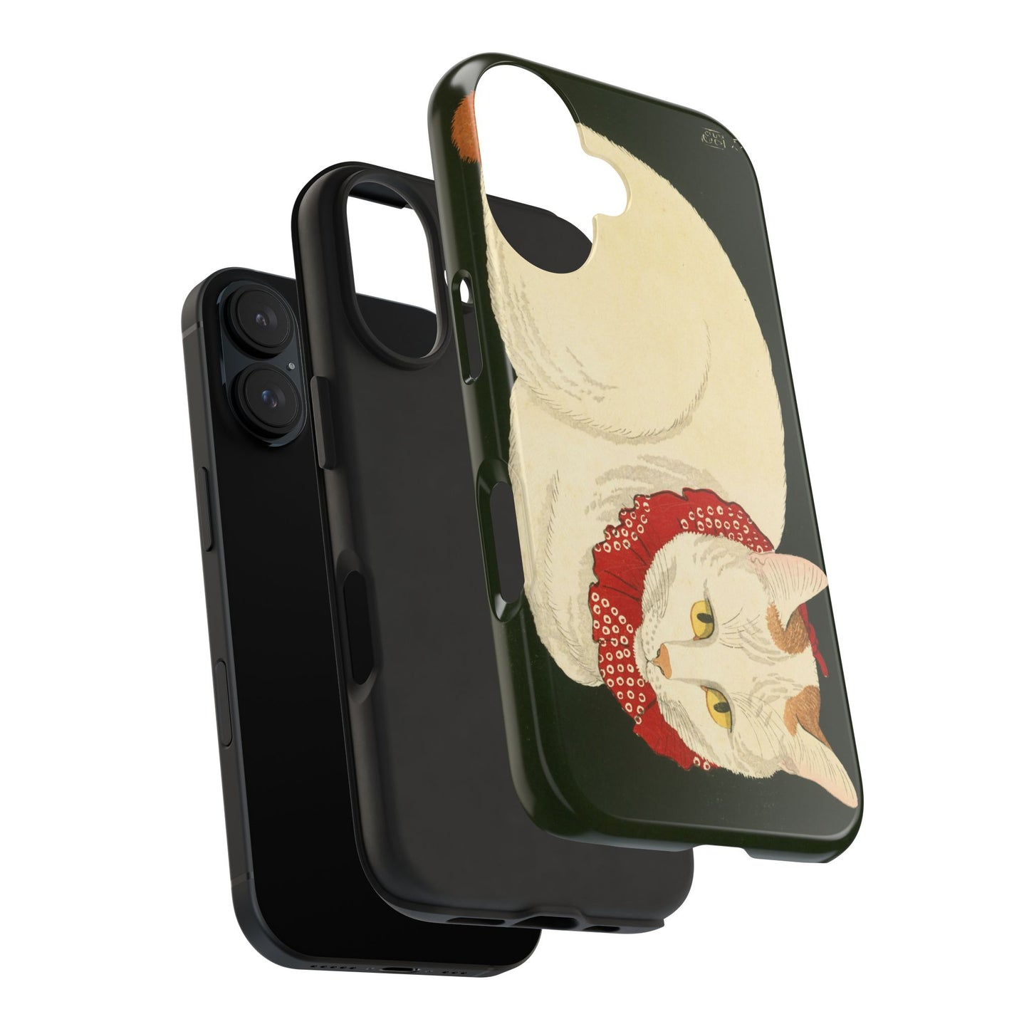 Taisho Era Lucky White Cat Phone Case | 1921 Japanese Woodblock Art | Zen Cat Design