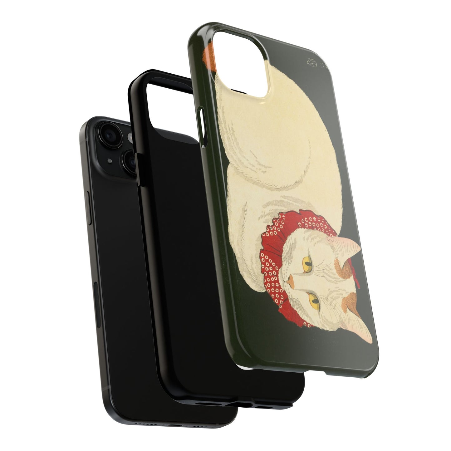 Taisho Era Lucky White Cat Phone Case | 1921 Japanese Woodblock Art | Zen Cat Design