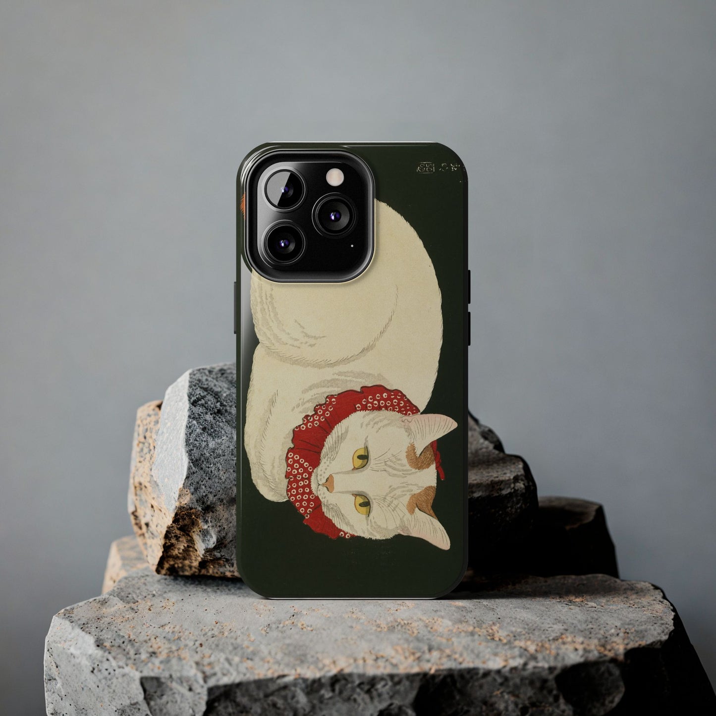 Taisho Era Lucky White Cat Phone Case | 1921 Japanese Woodblock Art | Zen Cat Design