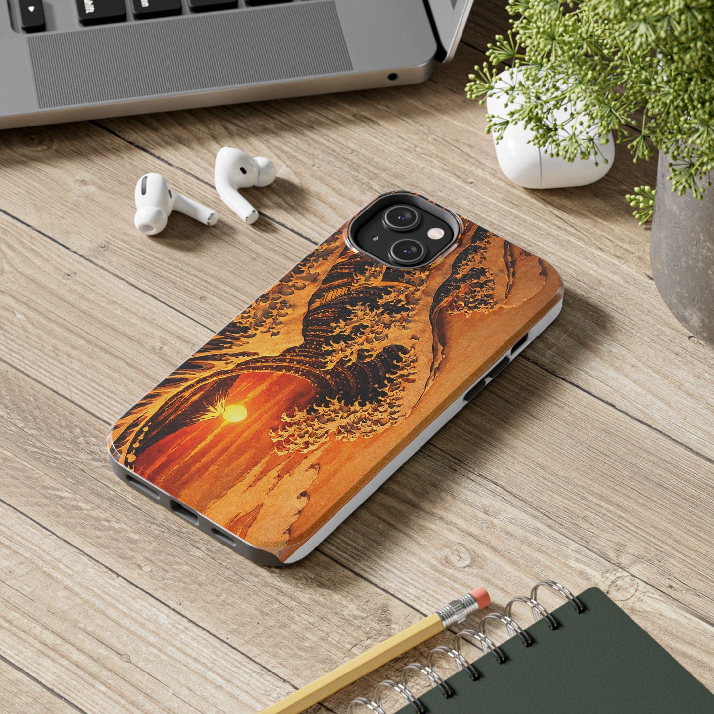 Golden Wave Tough Phone Case – Hokusai Sunset Japanese Art