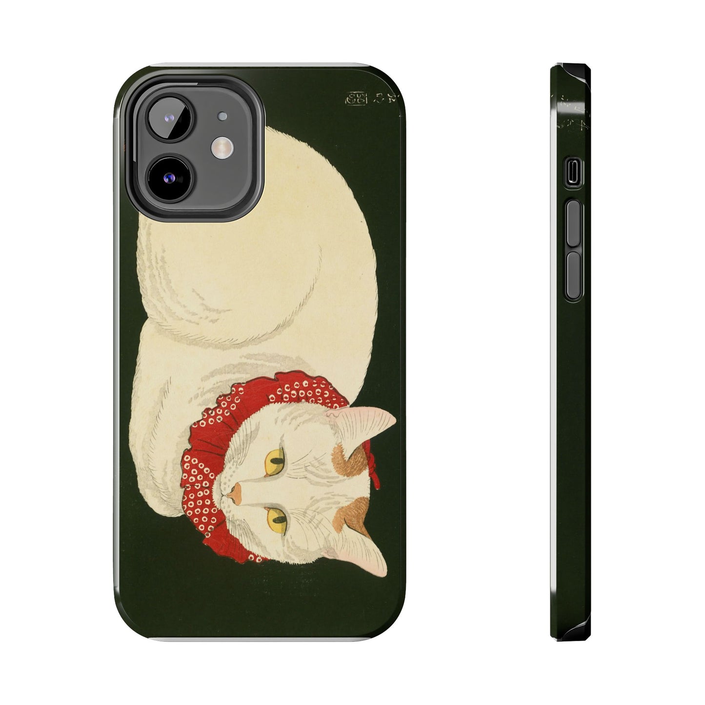 Taisho Era Lucky White Cat Phone Case | 1921 Japanese Woodblock Art | Zen Cat Design