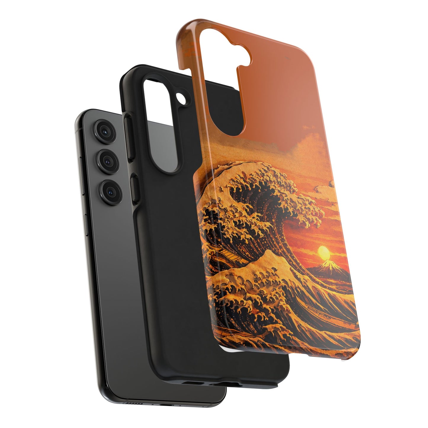 Japanese Great Wave Sunset Phone Case | Hokusai 3D Art Sunset Glow | Edo Era Masterpiece