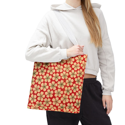 Meiji Era Sakura Blossom Tote Bag | "Chiyogami Mihon" Japanese Archive Art | Red & White Floral