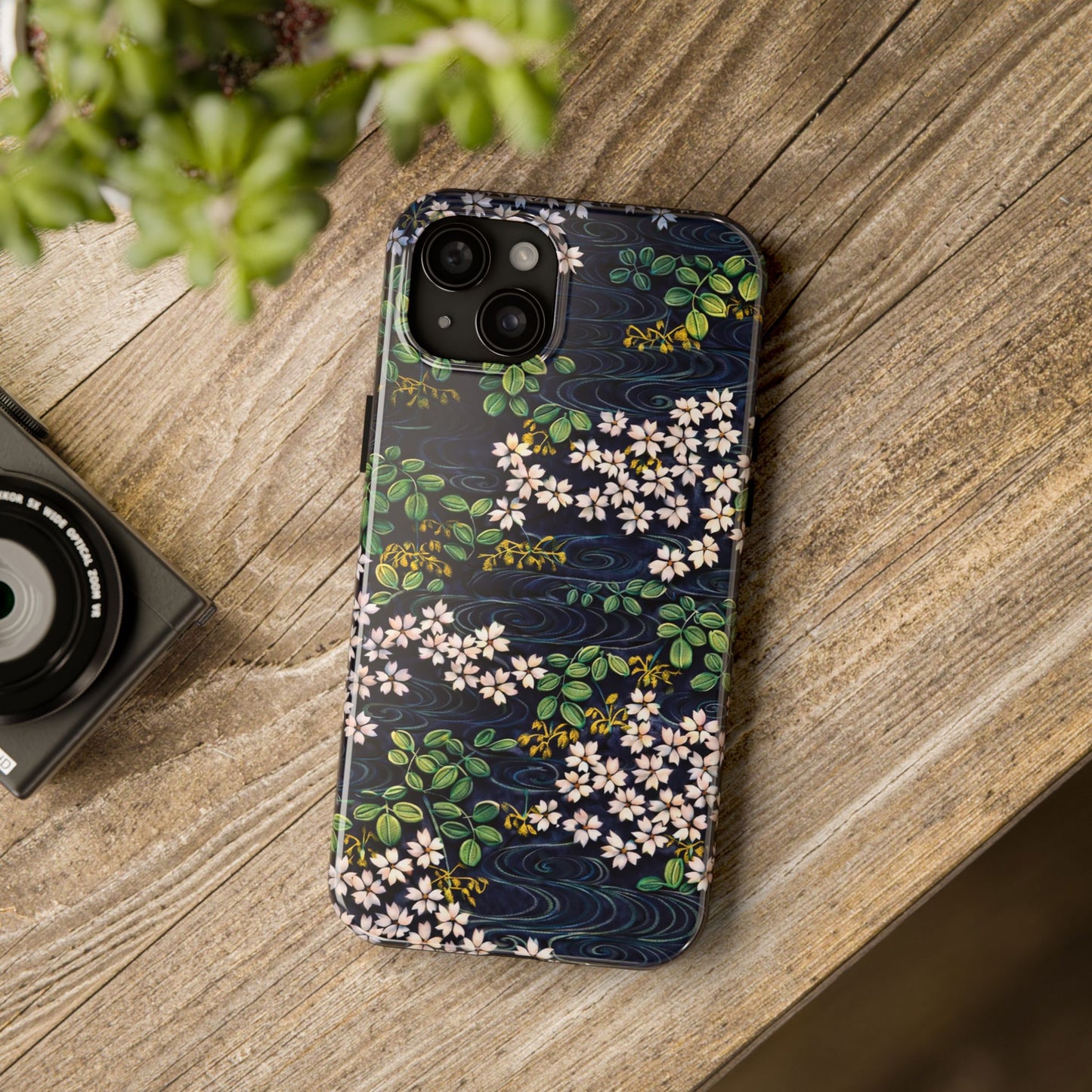Sakura River Night Phone Case – Japanese Chiyogami Inspired Design