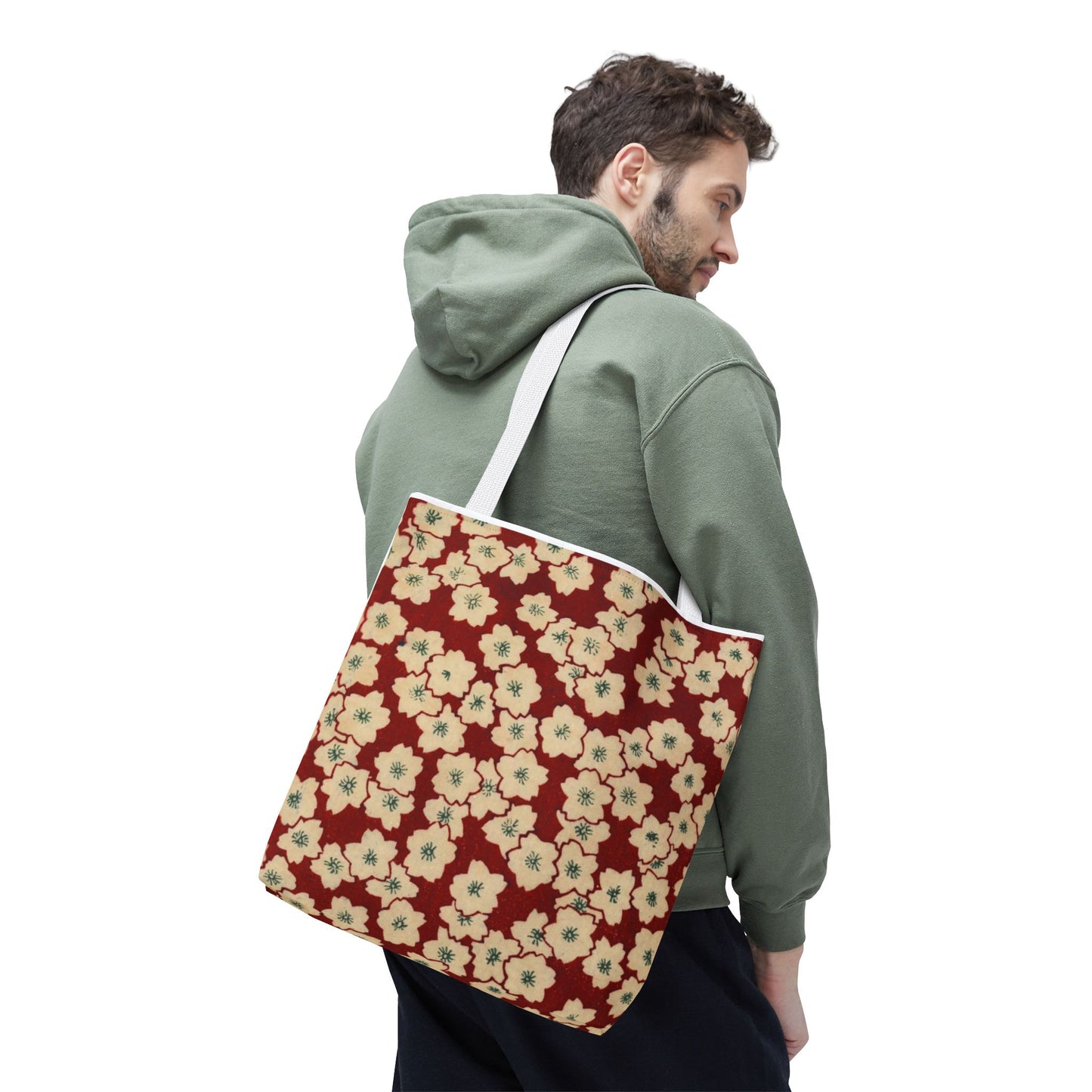 Japanese Sakura Tote Bag - Taisho Era Chiyogami Washi Pattern Vintage Design