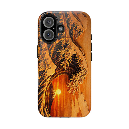 Golden Wave Tough Phone Case – Hokusai Sunset Japanese Art
