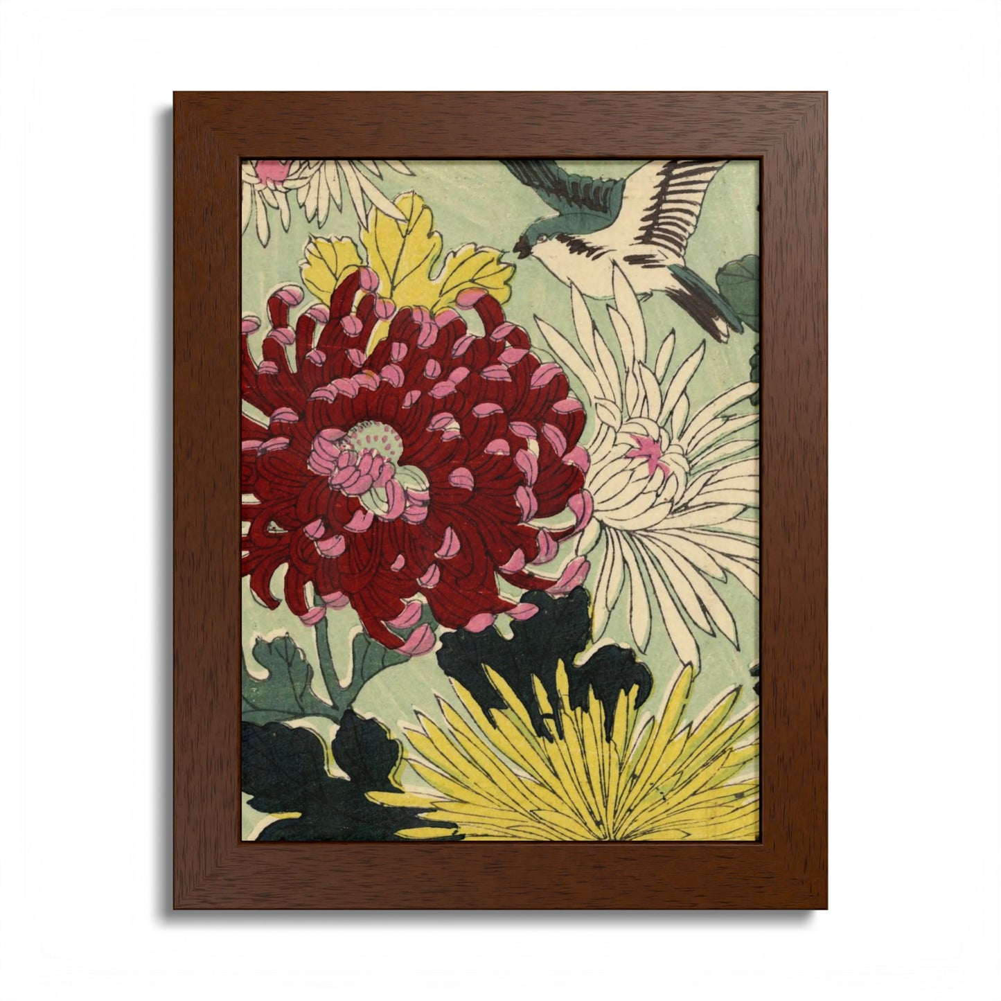 Chrysanthemum Japanese Chiyogami Framed Poster – Vintage 1924 Kikuo Hirose | Maru no Kagishippo