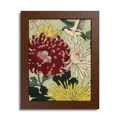 Chrysanthemum Japanese Chiyogami Framed Poster – Vintage 1924 Kikuo Hirose | Maru no Kagishippo