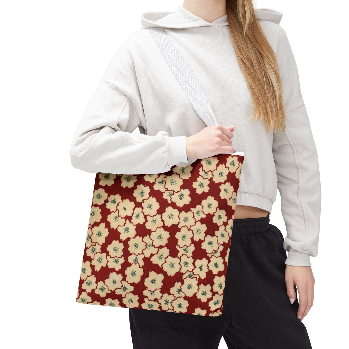 Japanese Sakura Tote Bag - Taisho Era Chiyogami Washi Pattern Vintage Design