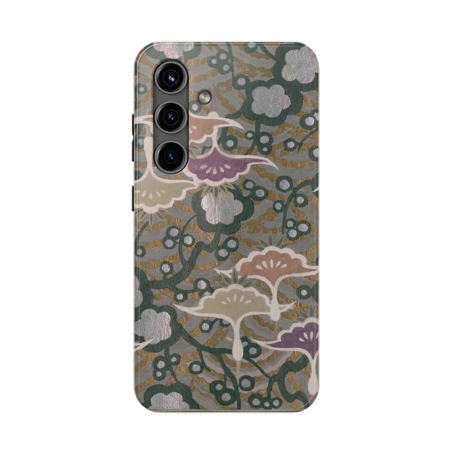 Meiji Era Dancing Cranes & Plum Phone Case | 1901 Zuan Hyakushu | Gold & Silver Japanese Art