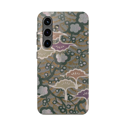 Meiji Era Dancing Cranes & Plum Phone Case | 1901 Zuan Hyakushu | Gold & Silver Japanese Art
