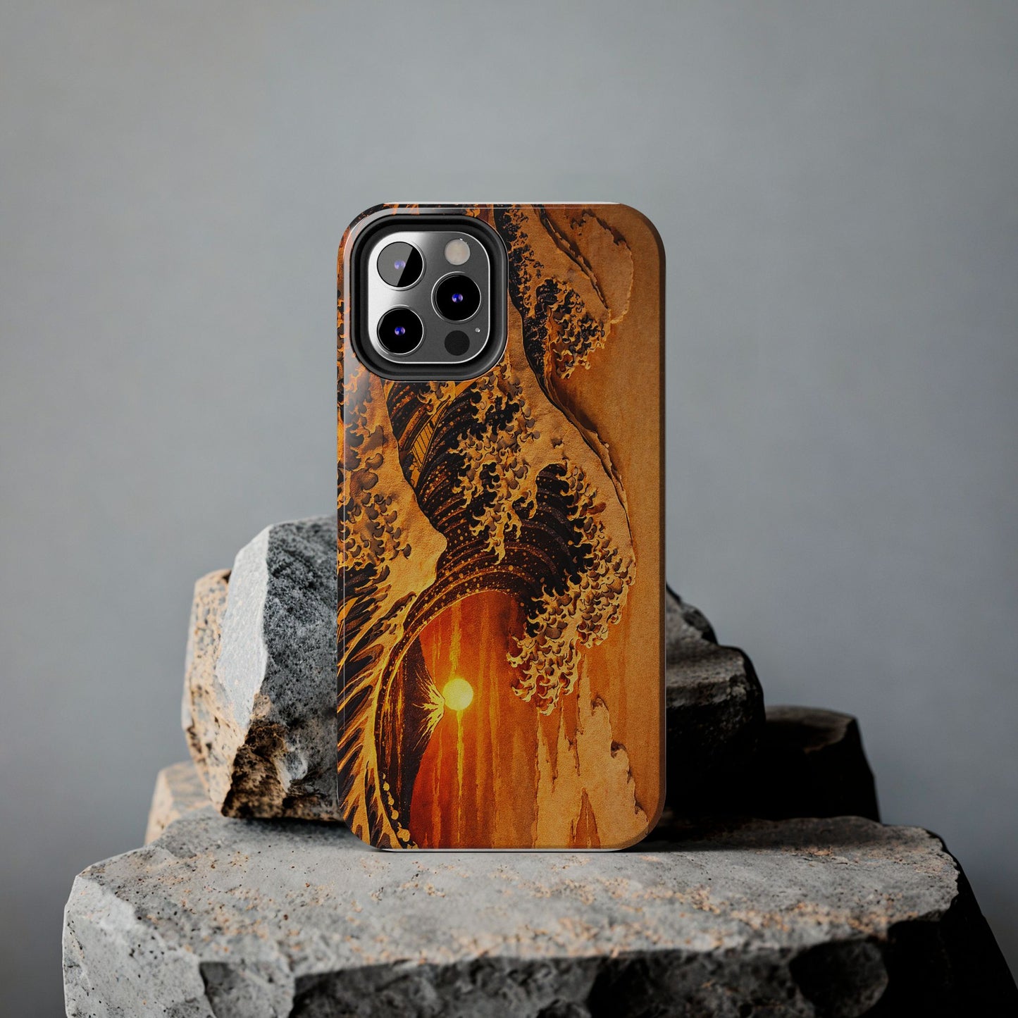Golden Wave Tough Phone Case – Hokusai Sunset Japanese Art