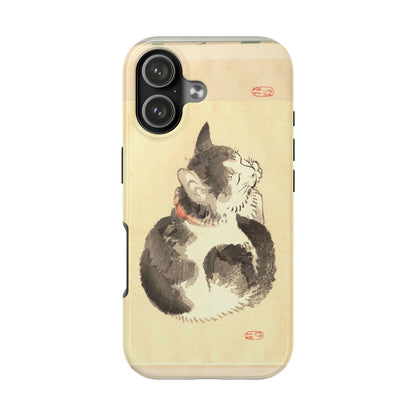 Sleeping Cat Japanese Art Phone Case | Meiji Era Bairei Kono Woodblock | Vintage Cat Illustration 1887