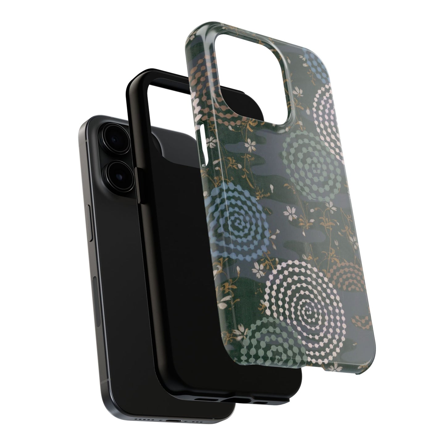 Meiji Era Uzumaki Spiral Phone Case | 1901 Zuan Hyakushu | Tokiwa Green Japanese Art