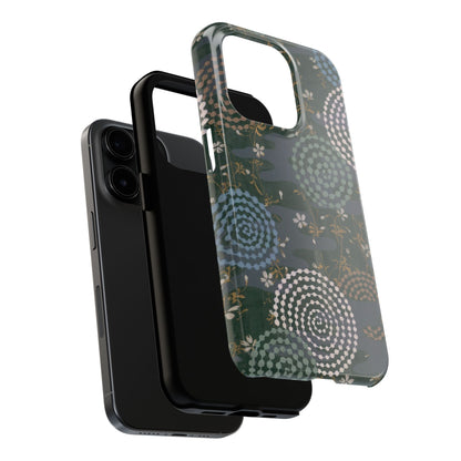 Meiji Era Uzumaki Spiral Phone Case | 1901 Zuan Hyakushu | Tokiwa Green Japanese Art
