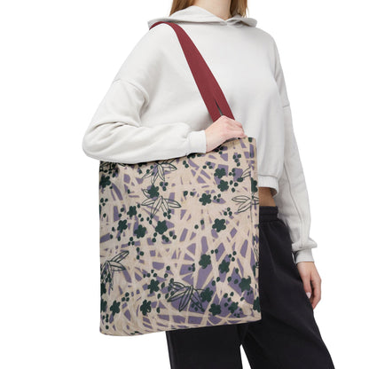 Meiji Era Bamboo & Flower Tote Bag | 1901 Zuan Hyakushu | Purple & Green Japanese Art