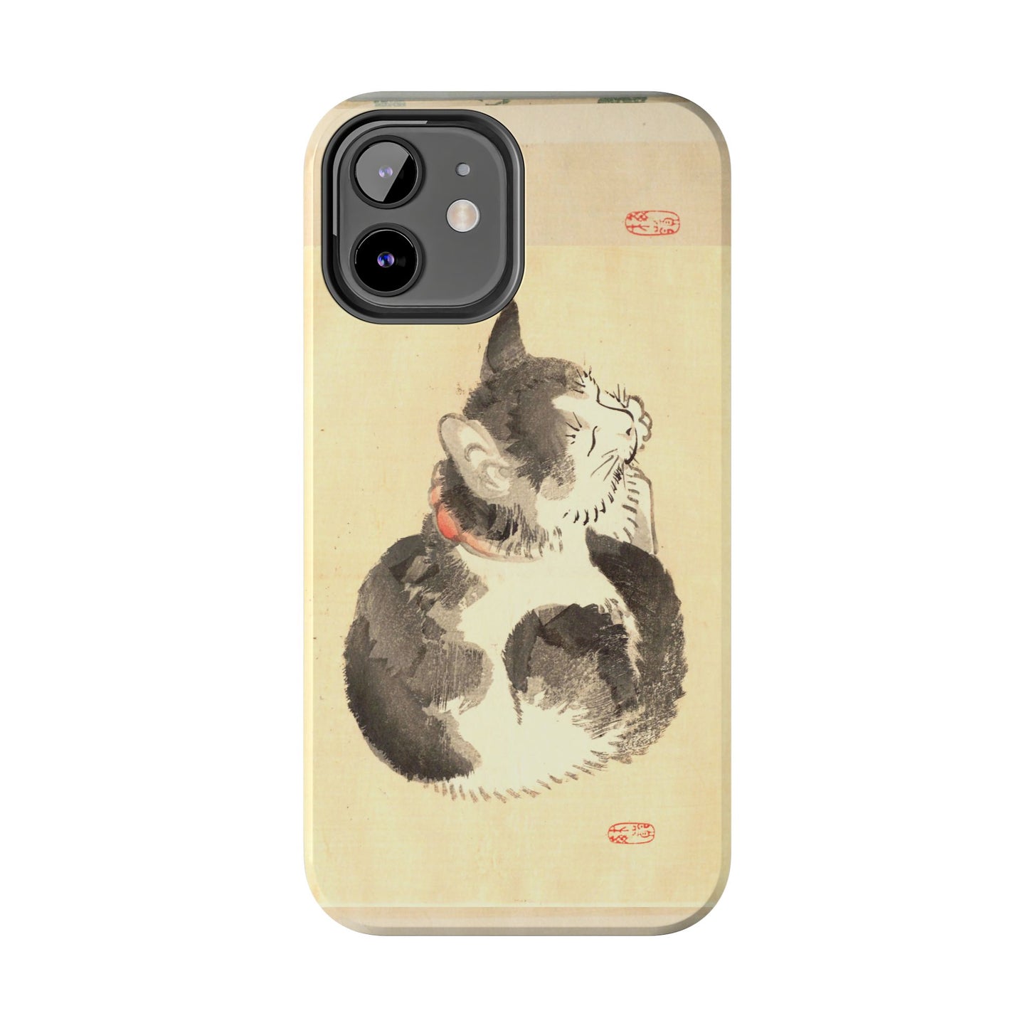 Sleeping Cat Japanese Art Phone Case | Meiji Era Bairei Kono Woodblock | Vintage Cat Illustration 1887