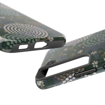 Meiji Era Uzumaki Spiral Phone Case | 1901 Zuan Hyakushu | Tokiwa Green Japanese Art