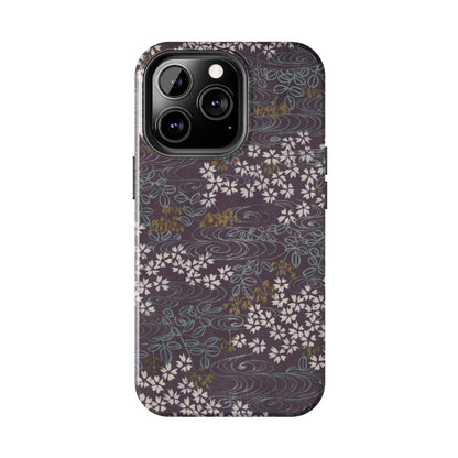 Meiji Era Sakura River Phone Case | 1901 Zuan Hyakushu | Wisteria Purple Japanese Art