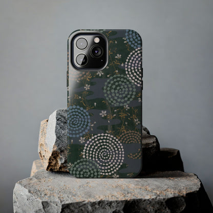 Meiji Era Uzumaki Spiral Phone Case | 1901 Zuan Hyakushu | Tokiwa Green Japanese Art