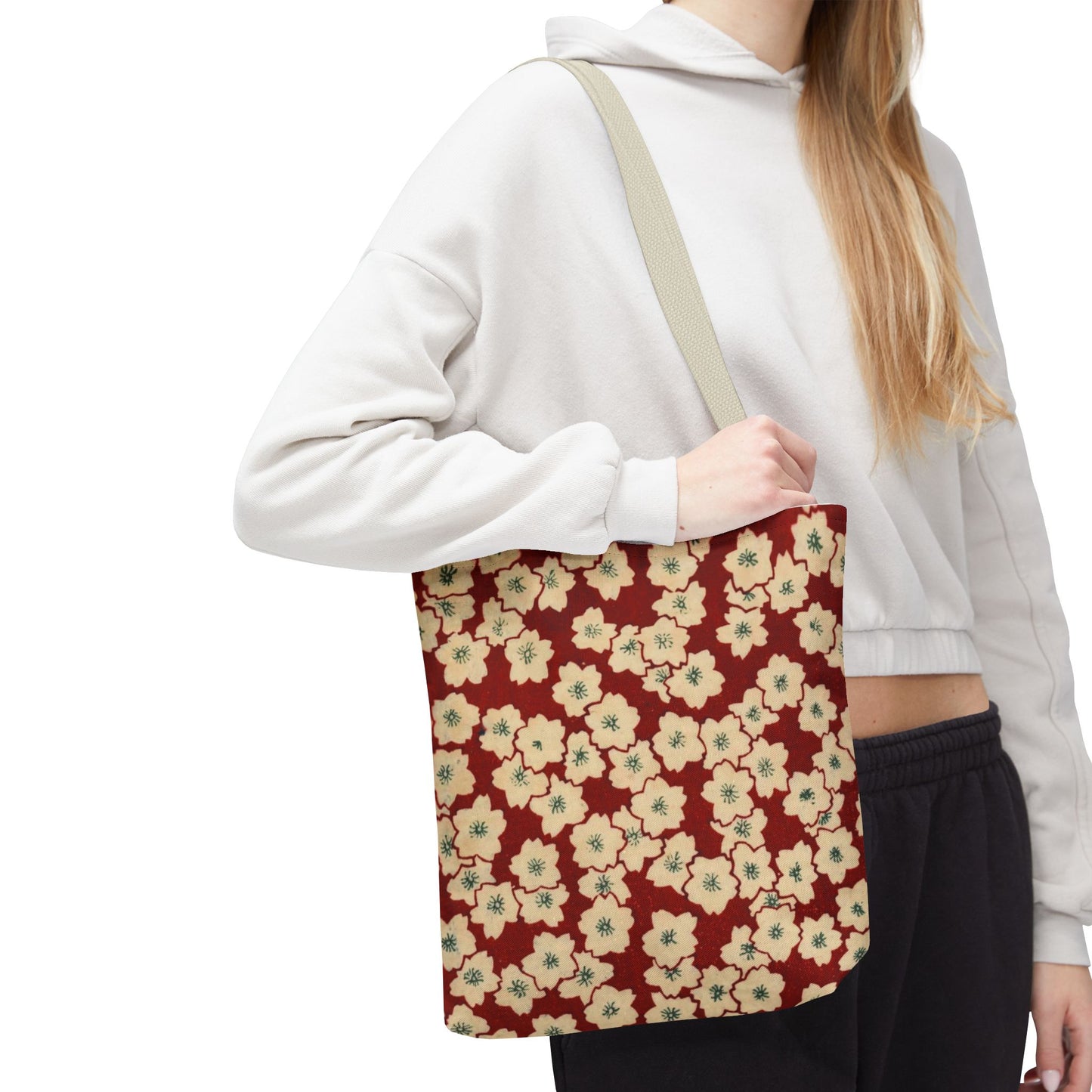 Japanese Sakura Tote Bag - Taisho Era Chiyogami Washi Pattern Vintage Design