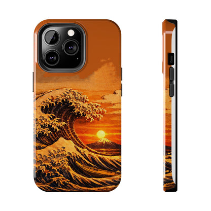 Japanese Great Wave Sunset Phone Case | Hokusai 3D Art Sunset Glow | Edo Era Masterpiece