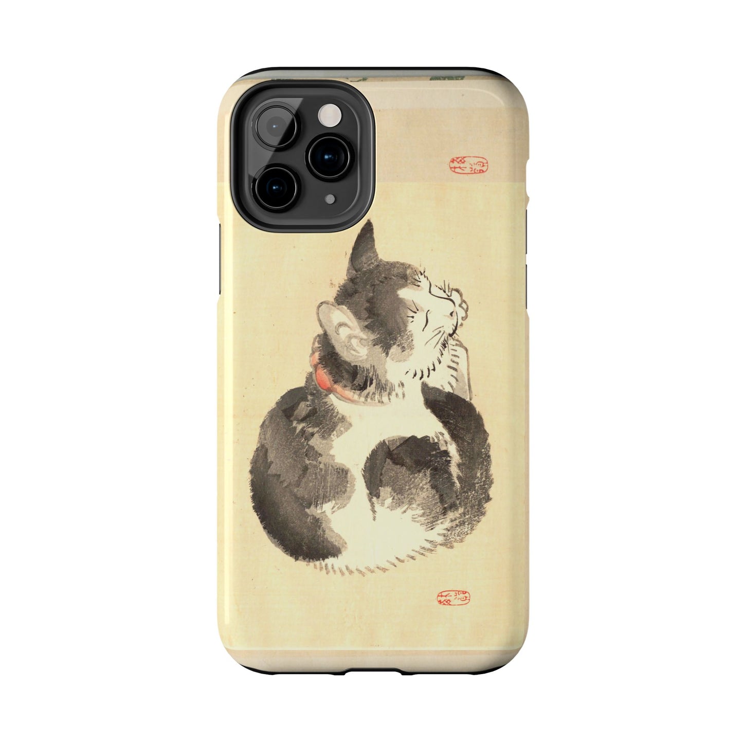 Sleeping Cat Japanese Art Phone Case | Meiji Era Bairei Kono Woodblock | Vintage Cat Illustration 1887