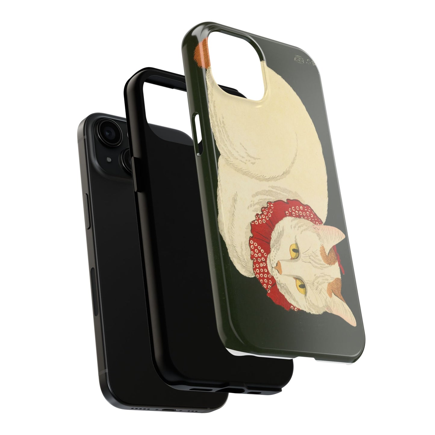 Taisho Era Lucky White Cat Phone Case | 1921 Japanese Woodblock Art | Zen Cat Design