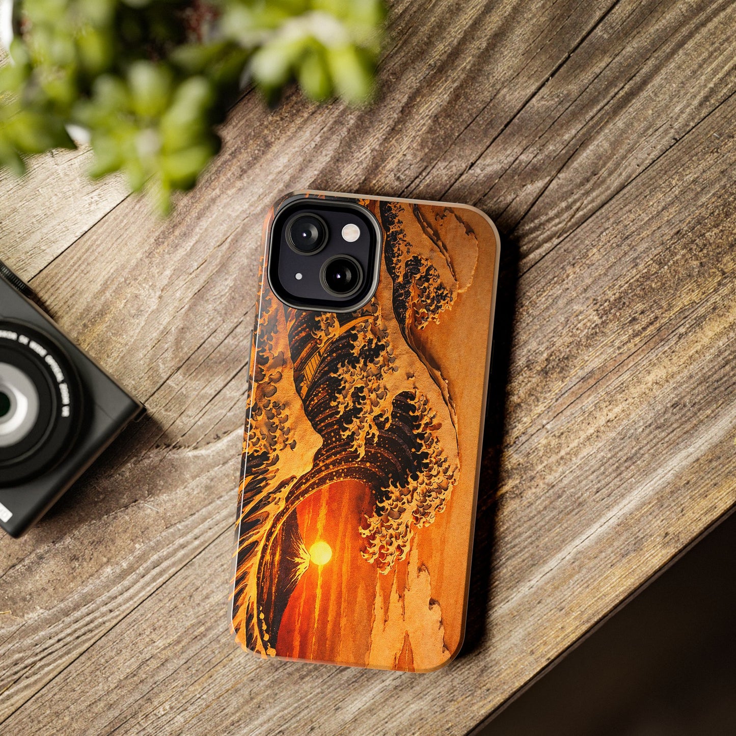 Golden Wave Tough Phone Case – Hokusai Sunset Japanese Art