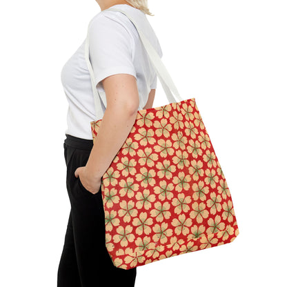 Meiji Era Sakura Blossom Tote Bag | "Chiyogami Mihon" Japanese Archive Art | Red & White Floral