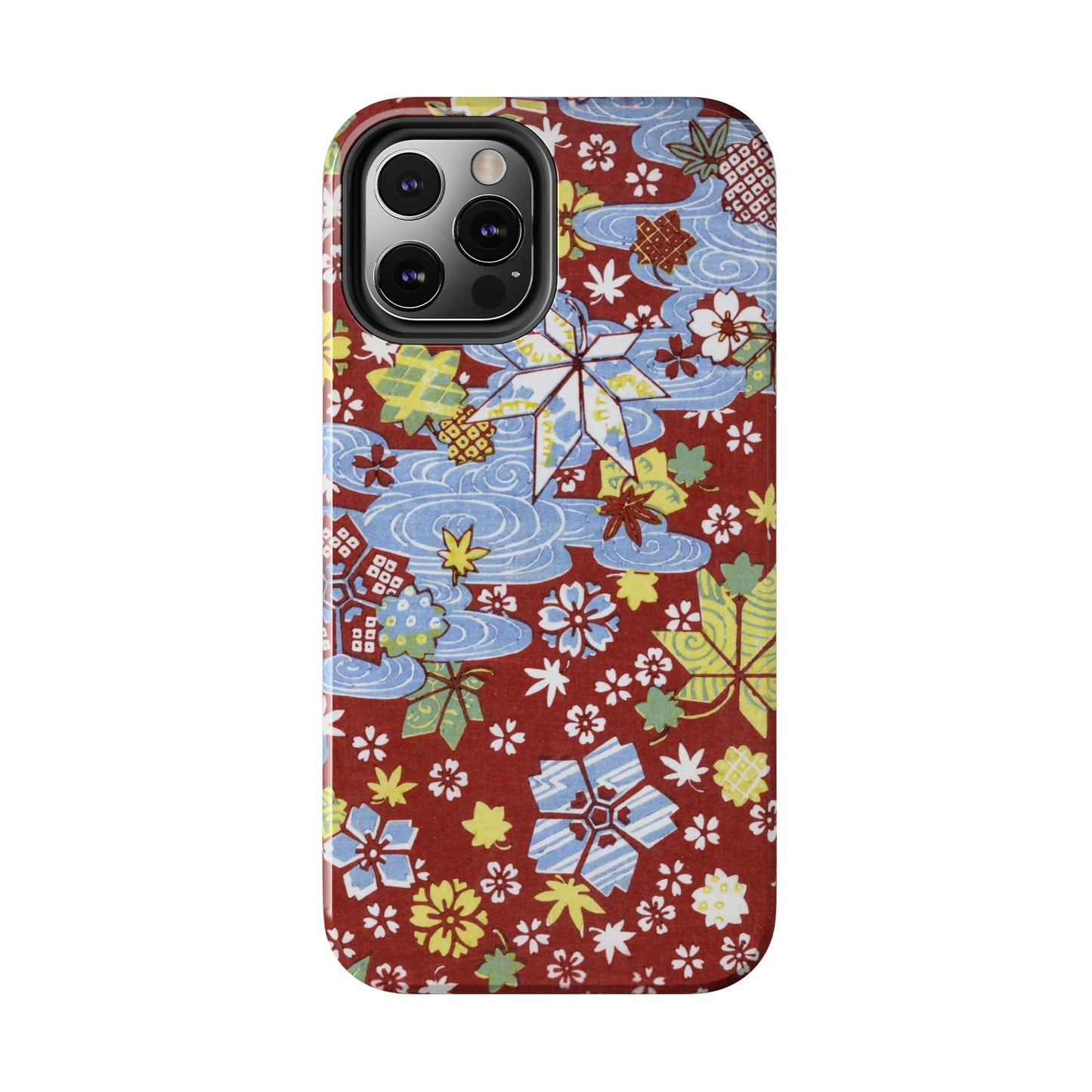 Taisho Umbrella Tales | 1926 Sakura, Momiji & Flowing Water Phone Case | Vintage Chiyogami Art