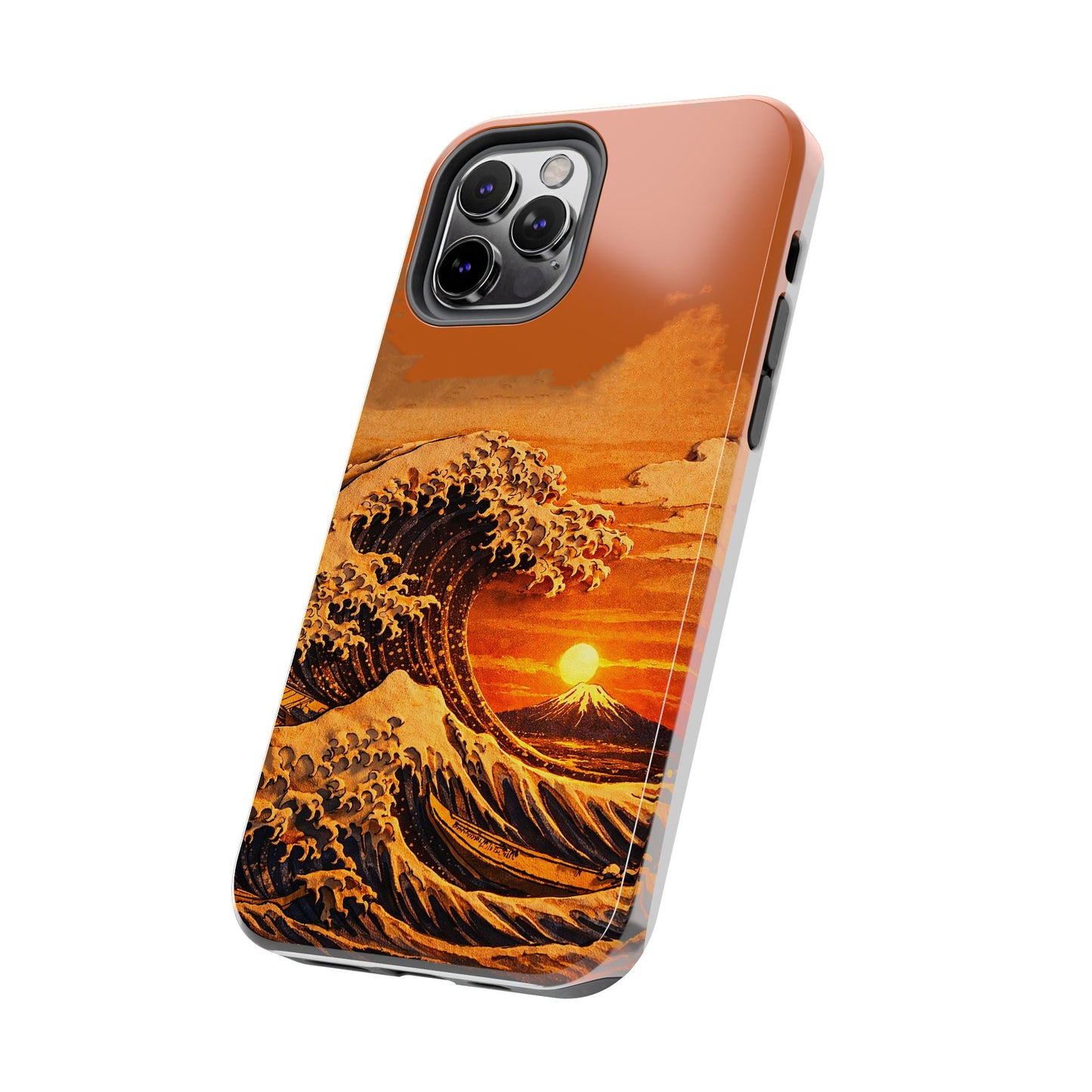 Japanese Great Wave Sunset Phone Case | Hokusai 3D Art Sunset Glow | Edo Era Masterpiece