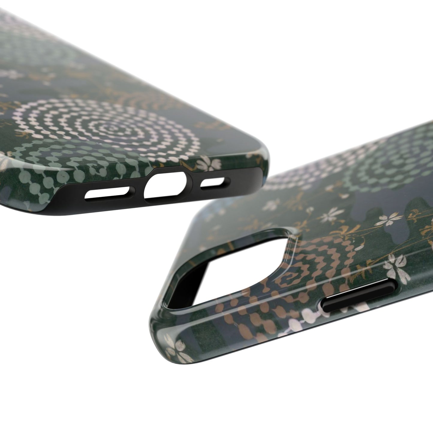 Meiji Era Uzumaki Spiral Phone Case | 1901 Zuan Hyakushu | Tokiwa Green Japanese Art