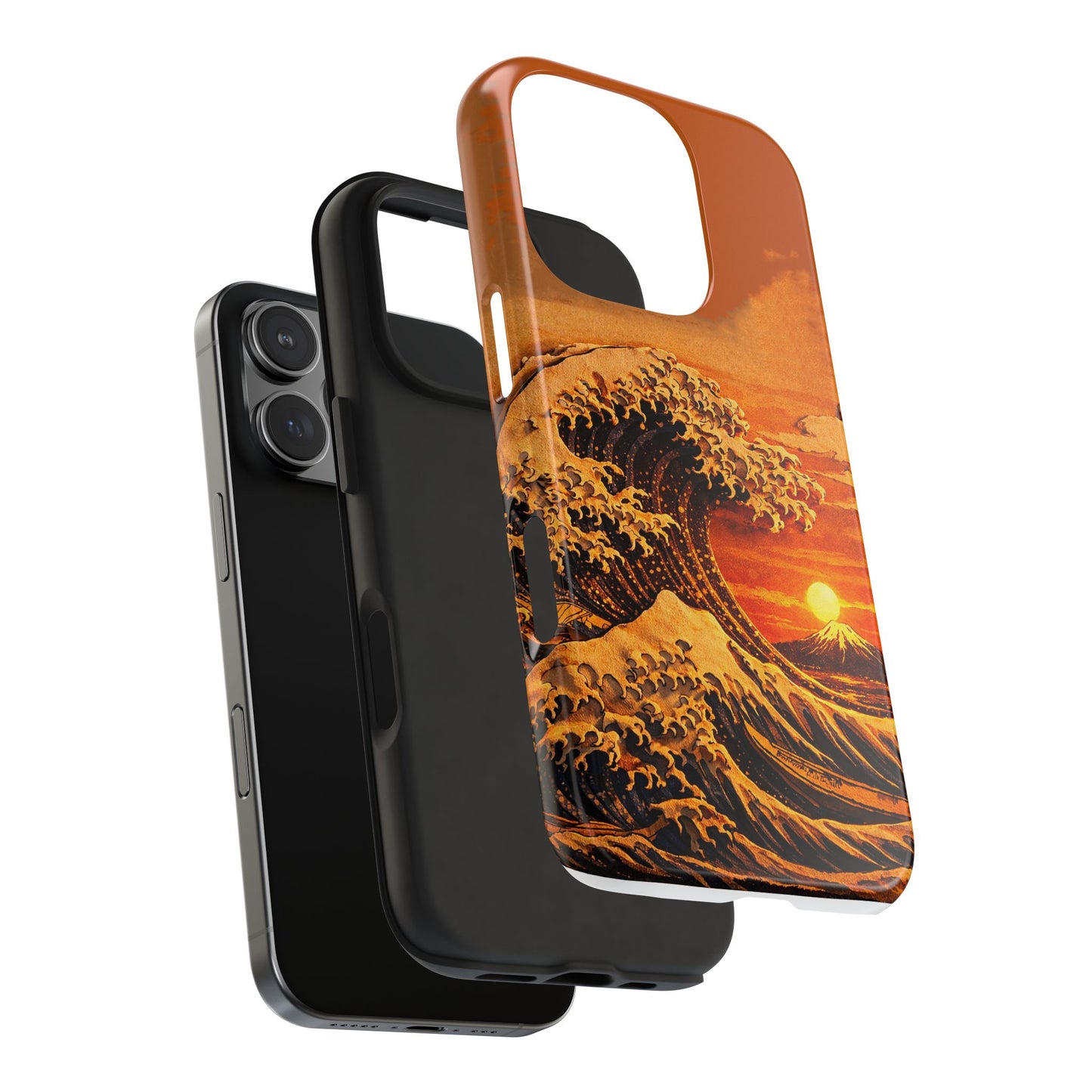 Japanese Great Wave Sunset Phone Case | Hokusai 3D Art Sunset Glow | Edo Era Masterpiece