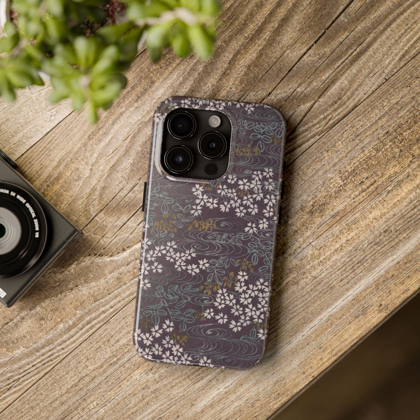 Meiji Era Sakura River Phone Case | 1901 Zuan Hyakushu | Wisteria Purple Japanese Art