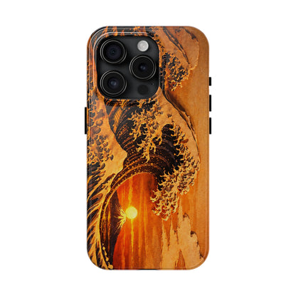 Golden Wave Tough Phone Case – Hokusai Sunset Japanese Art