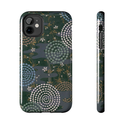Meiji Era Uzumaki Spiral Phone Case | 1901 Zuan Hyakushu | Tokiwa Green Japanese Art
