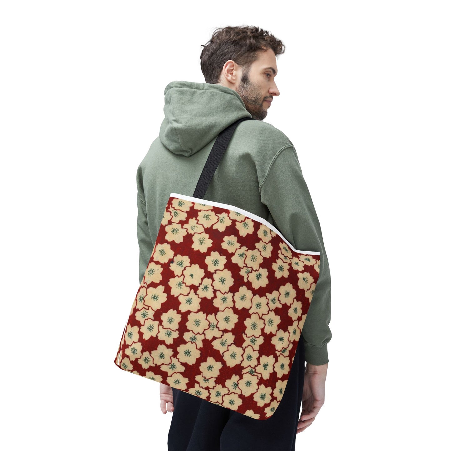 Japanese Sakura Tote Bag - Taisho Era Chiyogami Washi Pattern Vintage Design