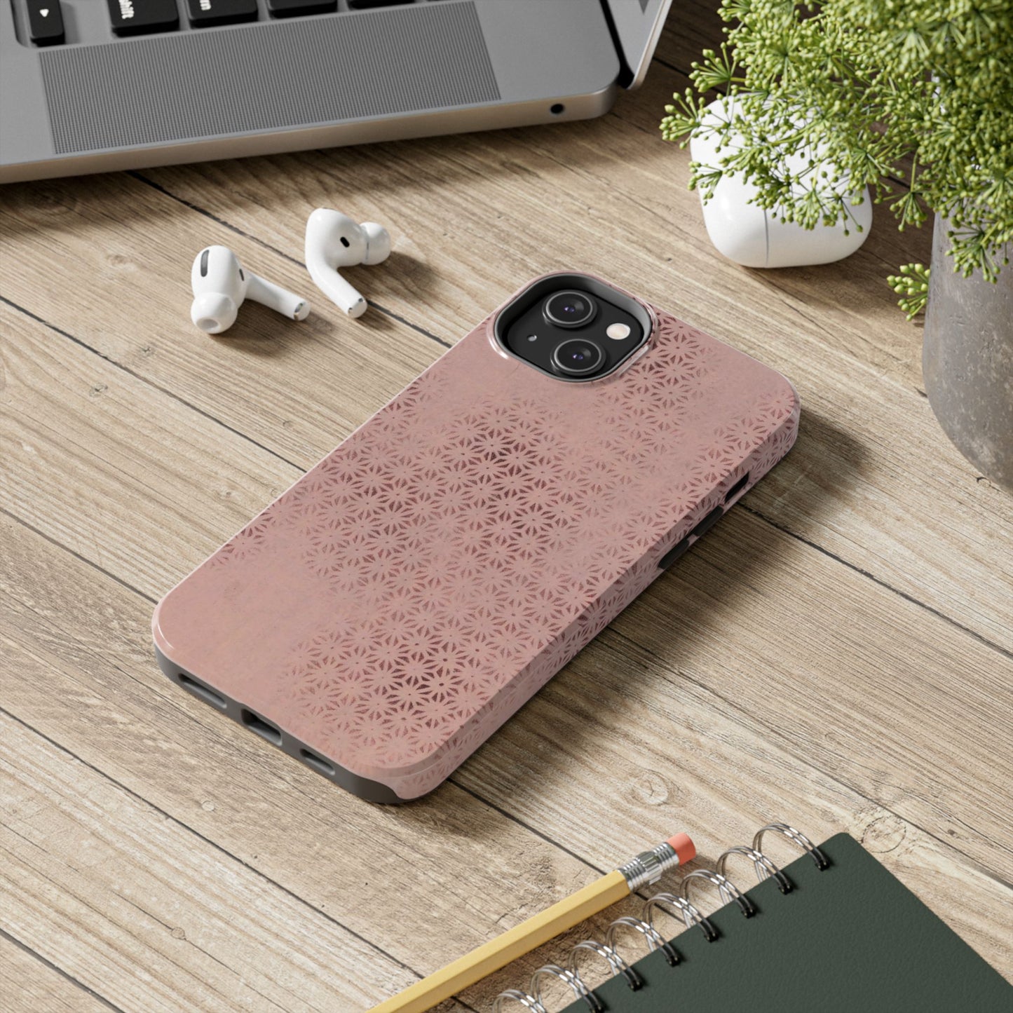 Taisho Era Pink Asanoha Phone Case | 1926 Japanese Chiyogami Art | Hemp Leaf Pattern